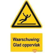 Allesveilig.nl Waarschuwingsbord / sticker glad oppervlak met tekst