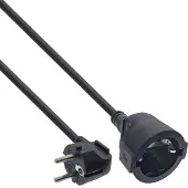 InLine CEE 7/7 (haaks) - CEE 7/3 (recht) stroom verlengkabel | 3x 1,50mm | zwart | 20 meter