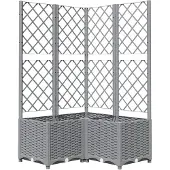 vidaXL Plantenbak met latwerk 80x80x136 cm polypropeen lichtgrijs