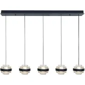 Highlight Hanglamp Dynasty Zwart Recht 5 Lichts Met Helder Glas