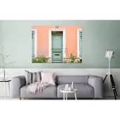 MuchoWow Wanddecoratie Metaal - Aluminium Schilderij Industrieel - Parijs - Deur - Pastel - Architectuur - 120x90 cm - Dibond - Foto op aluminium - Industriële muurdecoratie - Voor de woonkamer/slaapkamer