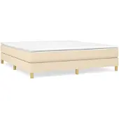 vidaXL Boxspring met matras stof crèmekleurig 160x200 cm