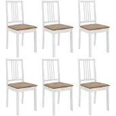 vidaXL Eetkamerstoelen met kussens 6 st massief hout wit