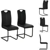 vidaXL Schommelstoelen, 2 stuks, zwart, kunstleer - Eetkamerstoelen