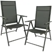 MaxxGarden 2x Aluminium tuinstoel / tuin stoel Zilver/Zwart