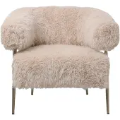 Ptmd Hair Cream fauteuil champagne metal base (Naturel, 86x78x74cm)