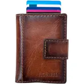 Figuretta Leren RFID Cardprotector Creditcardhouder met muntgeldvak - Burned - Bruin