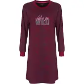 Irresistible Dames Nachthemd - Ronde Hals - Bordeaux Rood - Maat M