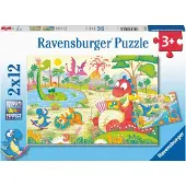Ravensburger Lievelingsdino's - Kinderpuzzel - 2 x 12 stukjes