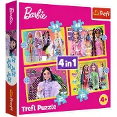 Barbie puzzelset Barbie 4-in-1 kleurrijk karton speelgoed.