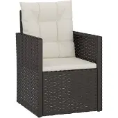 vidaXL Tuinstoel met kussens poly rattan zwart