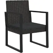 vidaXL Tuinstoel met kussen poly rattan zwart