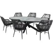 AVH-Collectie Ohio dining tuintafel ovaal 241x116xH74cm keramiek aluminium latte zand