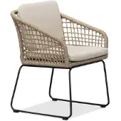 BUITEN living Tulum dining tuinstoel | touw + RVS | Sahara Dust 1 persoon