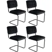 Kick Collection Kick - Buisframe stoel - Zwart velours - (set van 4)