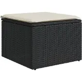 vidaXL Tuinkruk met kussen 55x55x37 cm poly rattan zwart