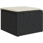 vidaXL Tuinkruk met kussen 55x55x37 cm poly rattan zwart