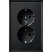 JUNG LS990 wandcontactdoos RA dubbel inbouw Mat zwart