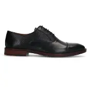 Manfield Zwarte leren veterschoenen | Maat 43
