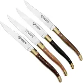 Laguiole En Aubrac , 42C99BDLBHK, Brass, 4-delige steakmessenset, gemengd hout