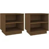 vidaXL Nachtkastjes 2 st 40x34x40 cm massief grenenhout honingbruin