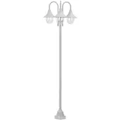 vidaXL Tuinpaalverlichting E27, 220 cm, aluminium, 3 lantaarns, wit