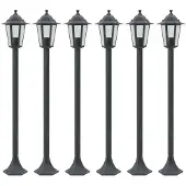 vidaXL Tuinpaalverlichting, 6 stuks, E27, 110 cm, aluminium, donkergroen
