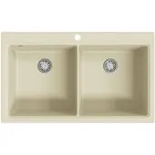 vidaXL Gootsteen dubbele bakken graniet beige
