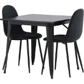 Ebuy24 Tempe eethoek tafel zwart en 2 Polar stoelen zwart.