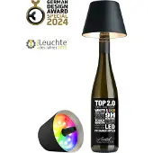 Sompex Flessenlamp " TOP " met houdbare kurk| Led| Zwart - indoor - outdoor - oplaadbaar acculamp met RGB / verschillende kleuren
