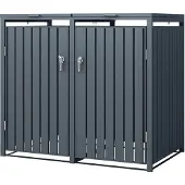 ML-Design Afvalemmerhek Tony voor 2 bakken | staal zwart 132x80x116 cm tuingereedschap | NADUVI