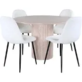 Ebuy24 Bianca eethoek tafel whitewash en 4 Polar stoelen wit.