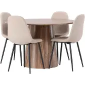 Ebuy24 Lanzo eethoek tafel naturel en 4 Polar stoelen beige.