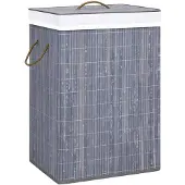 vidaXL Wasmand met 2 vakken 72 L bamboe grijs