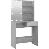 vidaXL Kaptafel met LED-verlichting 74,5x40x141 cm grijs sonoma eiken