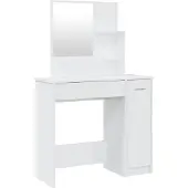 vidaXL Kaptafel met spiegel 86,5x35x136 cm hoogglans wit