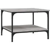 vidaXL Salontafel 55x55x40 cm bewerkt hout grijs sonoma eikenkleurig