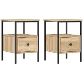 vidaXL Nachtkastjes 2 st 34x36x50 cm bewerkt hout sonoma eikenkleurig