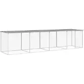 vidaXL Kippenhok met dak 403x98x90 cm gegalvaniseerd staal lichtgrijs