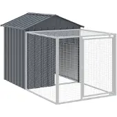 vidaXL Kippenhok met ren antraciet 117x201x123 cm gegalvaniseerd staal