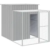 vidaXL Kippenhok met ren 165x251x181 cm gegalvaniseerd staal grijs