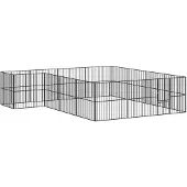 vidaXL Hondenkennel 16 panelen gepoedercoat staal zwart