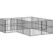 vidaXL Hondenkennel 12 panelen gepoedercoat staal zwart