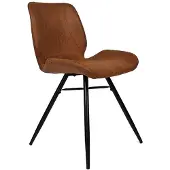 Livin24 Industriële eetkamerstoel Barrel cognac eco-leer