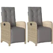 vidaXL Tuinstoelen 2 st verstelbaar voetensteun poly rattan beige mix