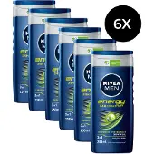 Nivea FOR MEN Energy douchegel - 6 x 250 ml - voordeelverpakking male