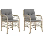 vidaXL Tuinstoelen 2 st met kussens poly rattan gemengd beige
