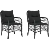 vidaXL Tuinstoelen met kussens, 2 stuks, zwart, polyrotan