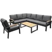 AVH-Collectie Costa Rica hoek loungeset 6 delig aluminium antraciet