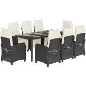 vidaXL 9-delige Tuinset poly rattan zwart